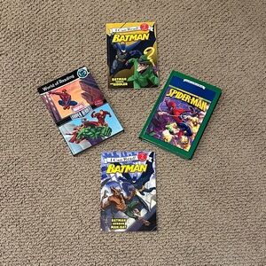 Superhero Kids Books Lot - Batman & Spider-Man early reader set